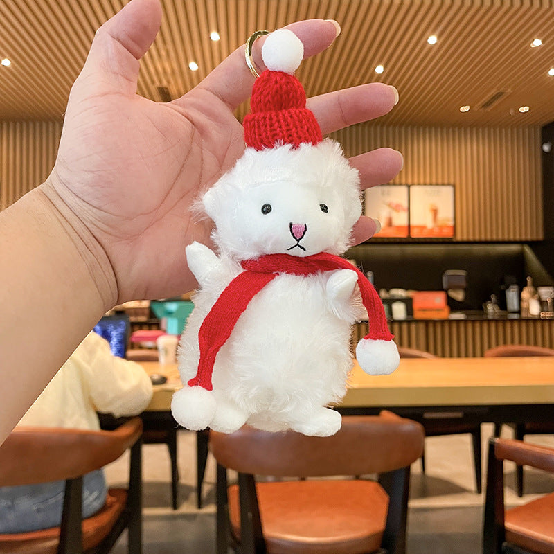 Wholesale Christmas Plush Lamb Doll Keychain